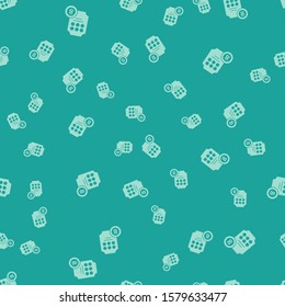 Green Online slot machine icon isolated seamless pattern on green background. Online casino.  Vector Illustration