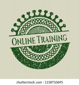 Green Online Training distress rubber stamp with grunge texture