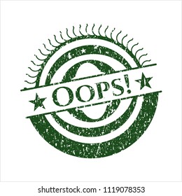 Green Oops! distressed rubber grunge seal