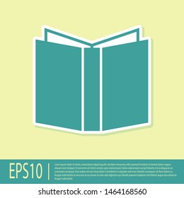 Green Open book icon isolated on yellow background.  Vector Illustration