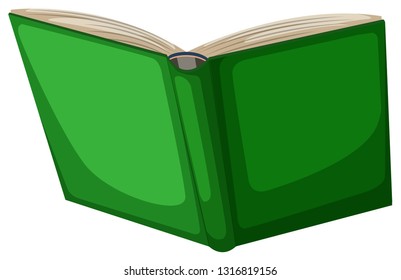 A green open book illustration