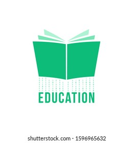 green open book like education logo. concept of abstract textbook and information or inform. flat minimal style trend modern tutorial simple badge graphic design element isolated on white background