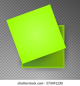 Green open empty squares cardboard box isolated on transparent background. Mockup template for design products, package, branding, advertising. Top view. Vector illustration.