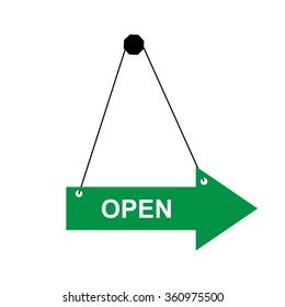 Green open icon isolated on white background. Vector illustration