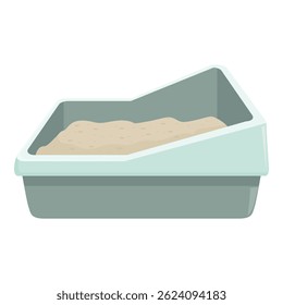 Caja de arena verde llena de arena, un elemento esencial para cuidar la higiene de tu gato