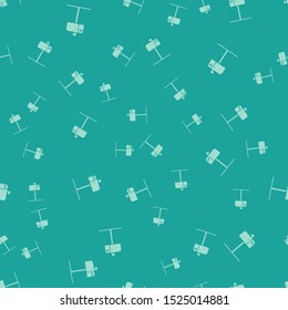 Green Open mail box icon isolated seamless pattern on green background. Mailbox icon. Mail postbox on pole with flag.  Vector Illustration