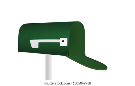 Green open mailbox. vector illustration