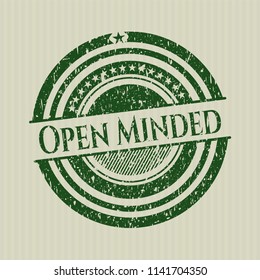 Green Open Minded distress grunge style stamp