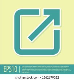Green Open in new window icon isolated on yellow background. Open another tab button sign. Browser frame symbol. External link sign. Vector Illustration