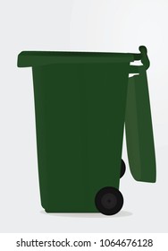 Green open waste bin. vector illustration