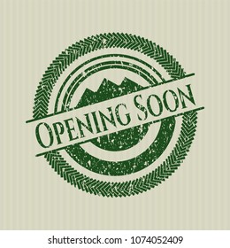 Green Opening Soon distressed rubber grunge seal