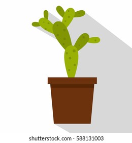 Green opuntia icon. Flat illustration of green opuntia vector icon for web isolated on white background