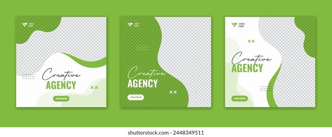 green oragnic shape corporate social media post design, buiness carousel template set