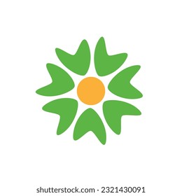 green orange 7 petal flower design vector illustration eps 