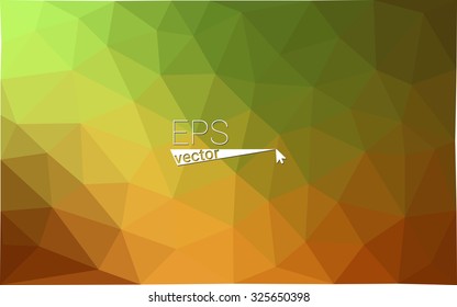 Green orange abstract geometric rumpled triangular low poly style gradient illustration graphic background. Vector polygonal design for your business.