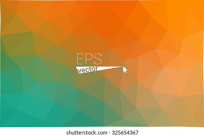 Green orange abstract geometric rumpled triangular low poly style gradient illustration graphic background. Vector polygonal design for your business.