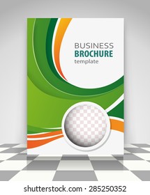 Green and orange abstract vector business background. Creative flyer design, poster, booklet, brochure 