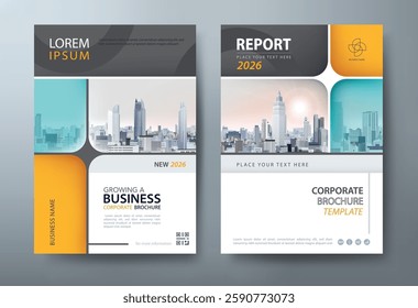 Green and orange annual report brochure flyer, Leaflet presentation, book cover templates.