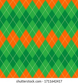 green and orange argyle seamless vector pattern