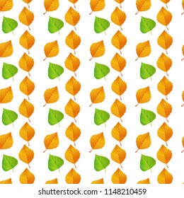 Green Orange Autumn Leaves White Background Vector Image
