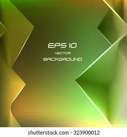 green and orange background with abstract geometric shapes, vector
