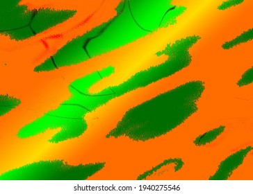 green and orange background with water pattern