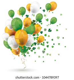 Green orange balloons with shamrocks on the white background. Eps 10 vector file.