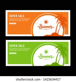 Green and orange banner design. Vector. Illustration