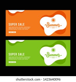 Green and orange banner design. Vector. Illustration