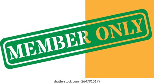 Green and orange banner with the words member only