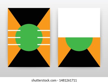 Green, orange, black design for annual report, brochure, flyer, poster. Abstract Green, orange, black background vector illustration for flyer, leaflet, poster. Business abstract A4 brochure template.