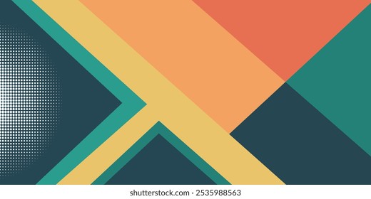 Green, orange, blue color abstract modern background with geometric shapes design for poster, template on web, backdrop, banner, brochure, website, flyer, landing page, presentation