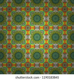 Green, orange and blue polygonal illustration consisting of rectangles. Vector rectangular design for your business. Creative geometric seamless pattern.