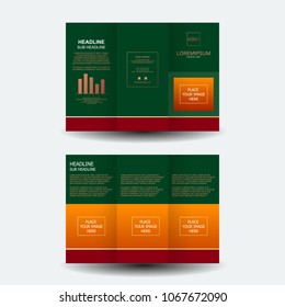 Green and orange brochure design, brochure template, creative tri-fold, trend brochure
