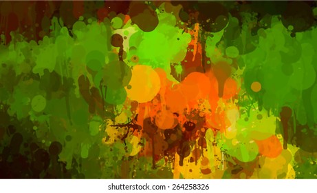 Green and orange brush strokes background. Vector version