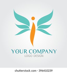 Green orange  butterfly logo vector illustration,icon,logo design,vintage icon