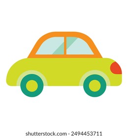 A green and orange car.in with back ground. Art and illustrator.vector design .trip 