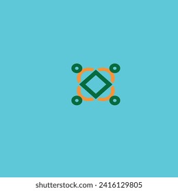 green and orange circle in front of the background