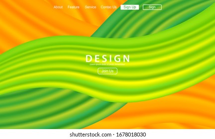Fondo de flujo de color verde y naranja