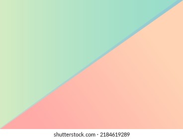 Green and orange color two tone pastel background. Abstract colors background and simple orange pastel in top view.