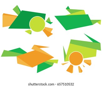 Green and orange corporate element. Colorful abstract vector graphic design