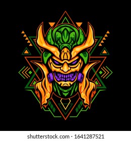 Green Orange Demon Toxic Mask for merchandise, apparel or other