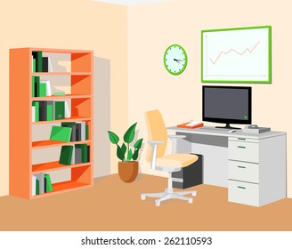  Green orange eco office. Vector illustration