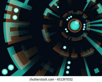 green and orange electronic circuit board interface background