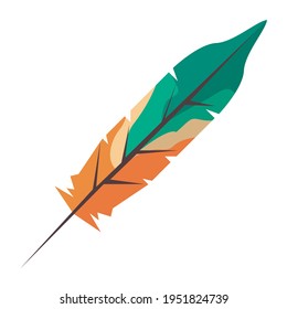grüner und orangefarbener Federboho