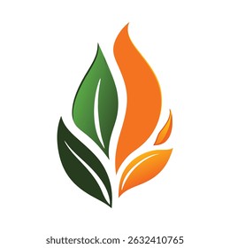 Green Orange Flame Logo Nature Fire Energy Eco Friendly Design