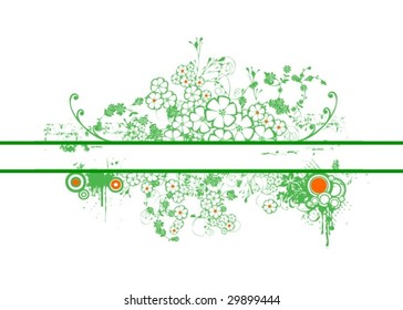 a green and orange floral pattern with copyspace