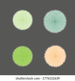 Green Orange Fluffy Vector Hair Ball Set