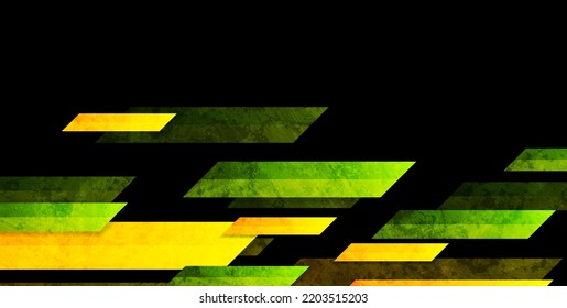 Green orange geometric elements grunge tech abstract background. Vector design