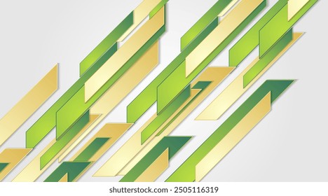 Green orange geometric glossy elements abstract tech background. Vector minimal graphic design